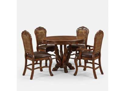 Set 4x Stull Eechent Holz Gepolster Sëtz Iesszëmmer Garnitur Iesszëmmer Stiller
