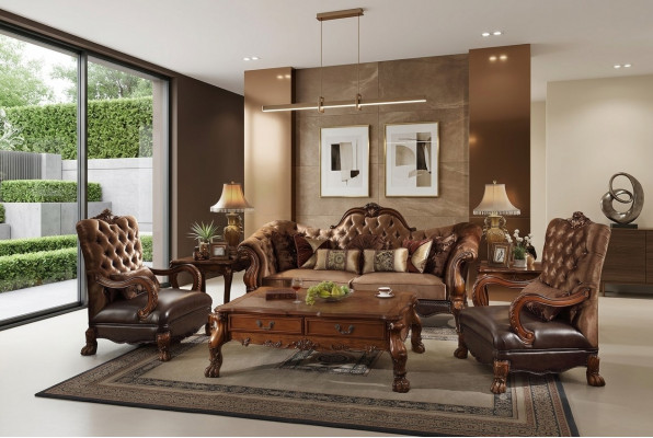 Chesterfield Sofa 2-Sëtzer Luxus Polster Canapéën Design Textil Zweesëtzer Holz