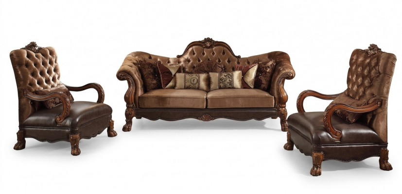 Chesterfield Sofa 2-Sëtzer Luxus Polster Canapéën Design Textil Zweesëtzer Holz