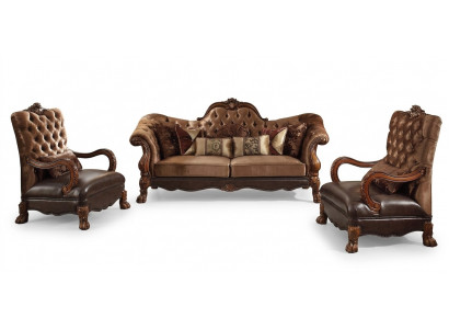 Chesterfield Sofa 2-Sëtzer Luxus Polster Canapéën Design Textil Zweesëtzer Holz