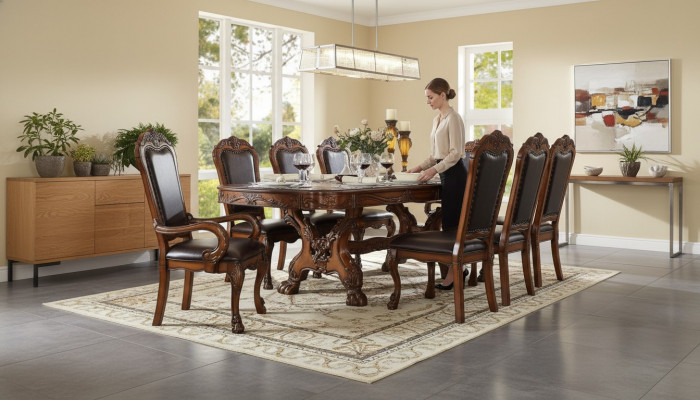 Miwwelen Dësch 6x Stull Sets Iesszëmmer Garnitur Holz Komplett Barock Rokoko