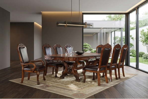 Miwwelen Dësch 6x Stull Sets Iesszëmmer Garnitur Holz Komplett Barock Rokoko