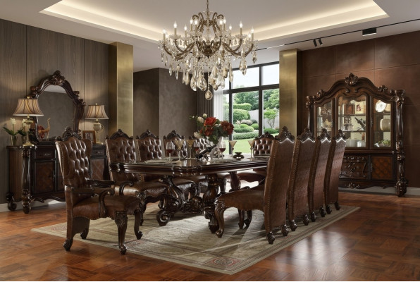 Klassesch Barock Iesszëmmer Set Luxus Iessdësch Chesterfield Still 14 Deeler Set