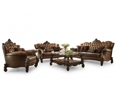 Ledersofa Sofagarnitur 3+1+1 Sëtzer Set Garnitur Polstersofa Couch