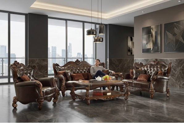 Klassesch Garnitur 3+2+1 Sofagarnitur Canapé Sofa Lieder Sofa Këssen