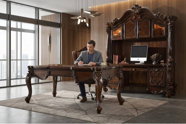 Edele Luxus Büro Zëmmer Set Schreifdësch + Fauteuil + Computerdësch