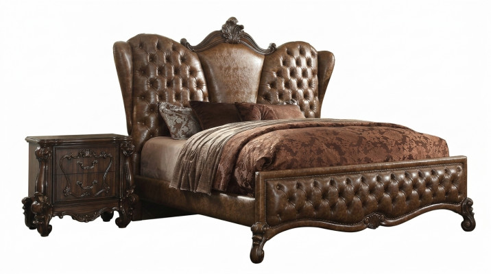 Chesterfield Bett 2x Nuetsdëscher 3tlg. Set Miwwelen Barock Rokoko Schlofzëmmer Set