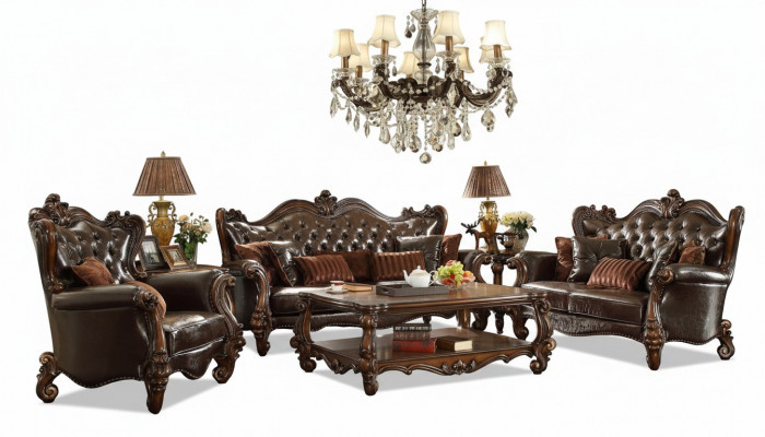 Luxus Chesterfield Sofa-Garnitur 3+2+1 Sëtzer + Couchtisch Miwwelen Canapé