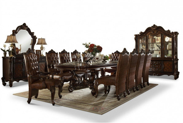 Iesszëmmer Set 9 Deeler Barock Rokoko Dësch 8x Still Stull Grupp
