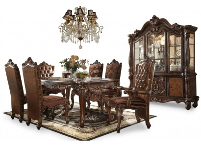 Komplett Deko Set Iessdësch + 6 Still Iesszëmmer Set Iess Grupp Holz Dësch