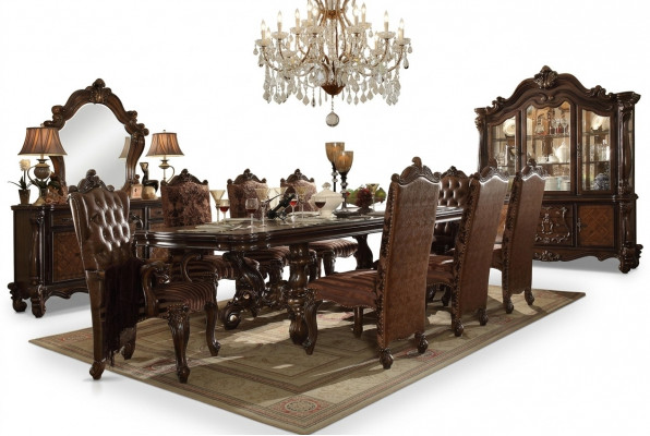 Iesszëmmer Set Garnitur Vitrinn Dësch 8x Still Kommode Deko Spigel Barock Stil