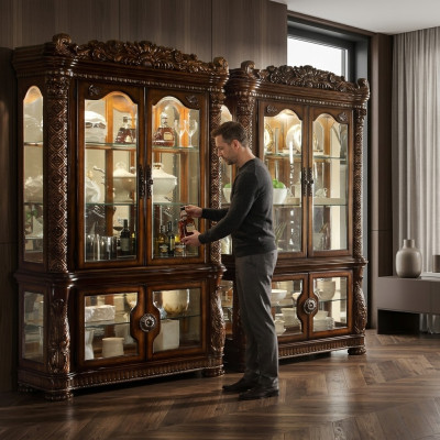 Vitrinenschaf Vitrinnen Wunnzëmmer Schaukäschten Barock Rokoko Holz