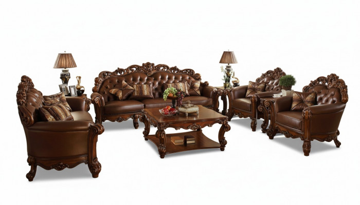 Komplett Set Sofagarnitur 5 Deeler. Couchtisch Sofa Couch Holz Wunnlandschaft