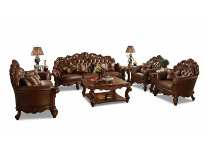 Komplett Set Sofagarnitur 5 Deeler. Couchtisch Sofa Couch Holz Wunnlandschaft