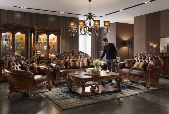 Klassesch Garnitur 3+2+1+1 Sëtz Sofagarnitur Canapé Sofa Lieder Sofa