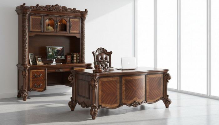 Büro Schreifdësch Sesselen Schreifdëscher Dësch Holz Stull 2-Deeler Set Dëscher