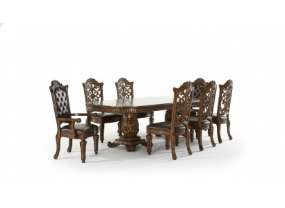 Iesszëmmer Garnitu Barock Rokoko Dësch & 8x Chesterfield Still 9tlg. Set