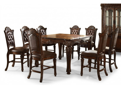Designer Iesszëmmer Miwwelen Rechteckegen Holzdësch x8 Still 9-Deeler Set