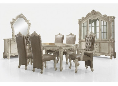 Wäisst Iesszëmmer Set Designer Garnitur Iessdësch Still Kommode Spigel