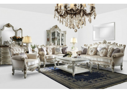 Luxus Chesterfield Sofagarnitur 3+2+1 Sëtzplazen mat Miwwelen Dësch Couch