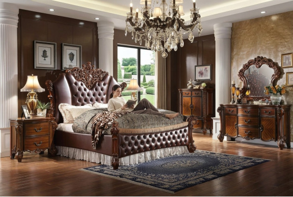 Bett 2x Nuetsdëscher 3-deel. Set Miwwelen Barock Rokoko Schlofzëmmer 180x200