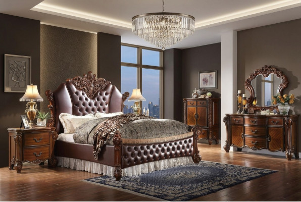 Bett 2x Nuetsdëscher 3-deel. Set Miwwelen Barock Rokoko Schlofzëmmer 180x200