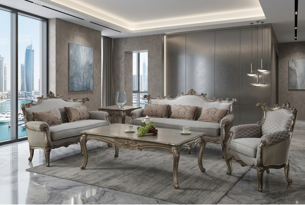 Klassesch 321 Sëtz Sofa Garnitur Polsterset Wunnlandschaft Canapé