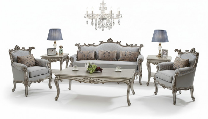 Klassesch 321 Sëtz Sofa Garnitur Polsterset Wunnlandschaft Canapé