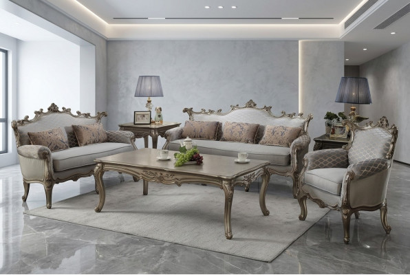 Gëlleng Sofa-Garnitur 3+2+1 Sëtzer 2x Säitendësch Coffeesdësch 6-Deeler Wunnzëmmer
