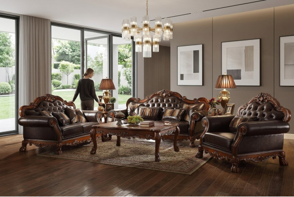 Luxus Chesterfield Canapé-Set 3+2+1 Plazen mat Kaffisdësch Miwwel Canapé Sofa Nei