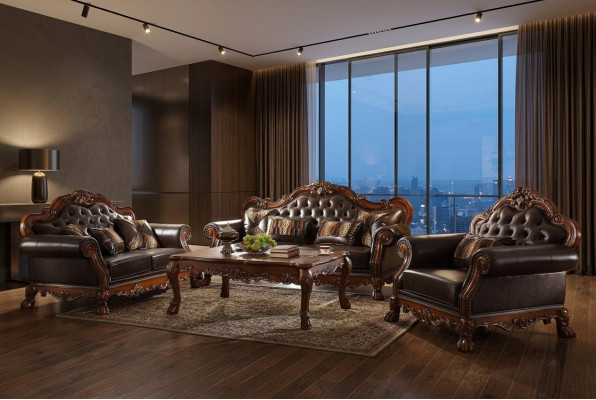 Luxus Chesterfield Canapé-Set 3+2+1 Plazen mat Kaffisdësch Miwwel Canapé Sofa Nei