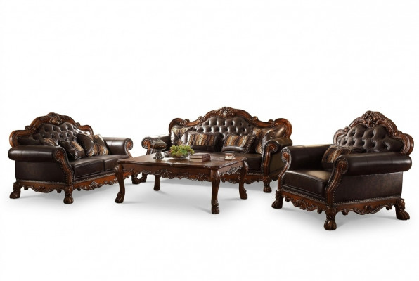 Luxus Chesterfield Canapé-Set 3+2+1 Plazen mat Kaffisdësch Miwwel Canapé Sofa Nei