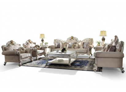 Klassesch Sofagarnitur 5-Stéck Set Dësch Sofa 3+2+1+1 Sëtz Couch