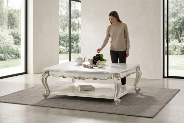 Luxus Couchdësch Eechten Dekor Holz Dëscher Bäistedësch Sofa Dësch Wunnzëmmer