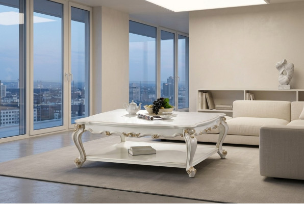 Luxus Couchdësch Eechten Dekor Holz Dëscher Bäistedësch Sofa Dësch Wunnzëmmer