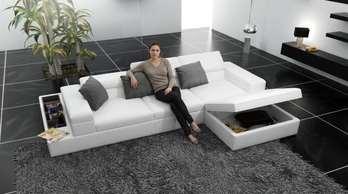 Eckcouch Polster Canapé Sitz Eck Ledercouch L Form Wunnlandschaft