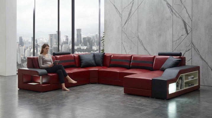 Moderne Sofa Eckgarnitur U-Form Polster Wénkel Canapé Designer Sitz Miwwelen Canapéen