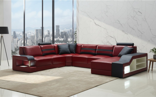 Moderne Sofa Eckgarnitur U-Form Polster Wénkel Canapé Designer Sitz Miwwelen Canapéen