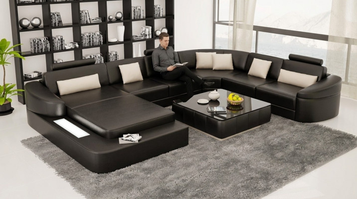 Lieder Moderne Canapé Wunnlanschaft Liederkanapé Kanapéensemble Miwwelen Sofa U-Form Nei