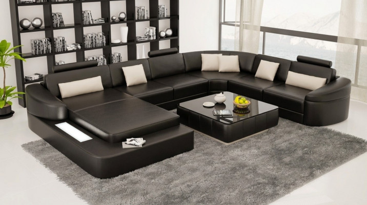 Lieder Moderne Canapé Wunnlanschaft Liederkanapé Kanapéensemble Miwwelen Sofa U-Form Nei