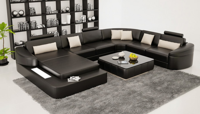 Lieder Moderne Canapé Wunnlanschaft Liederkanapé Kanapéensemble Miwwelen Sofa U-Form Nei