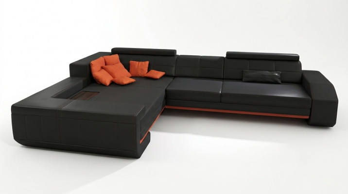 Sofa L-Form Ledersofa Couch Wunnlandschaft Garnitur Design Ecksofa