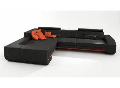Sofa L-Form Ledersofa Couch Wunnlandschaft Garnitur Design Ecksofa