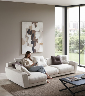 Design Ecksofa L Form Canapé Polster Textil Canapéen Luxus Wunnzëmmer