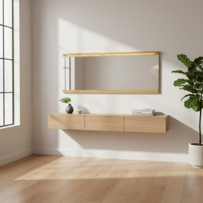 Spigel Wollspigel Designer Diele Wunnzëmmer Buedzëmmer Holz Glas Design 151x70cm XXL