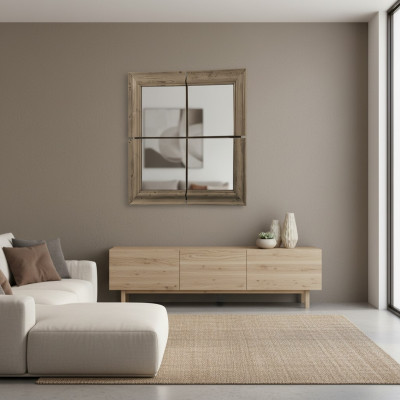 Wandspigel Holzrahmen Spigel Miwwel Nei 105*105cm Glas Rahmen Wand xxl modern