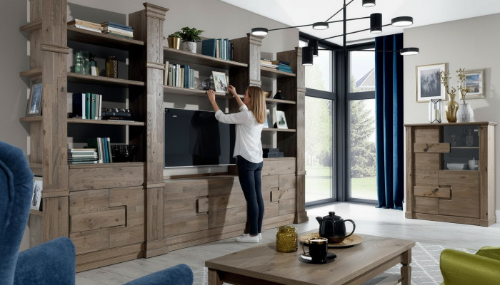Wunnwand Schranksystem Wunnzëmmer Schaf Landhaus Kommod TV