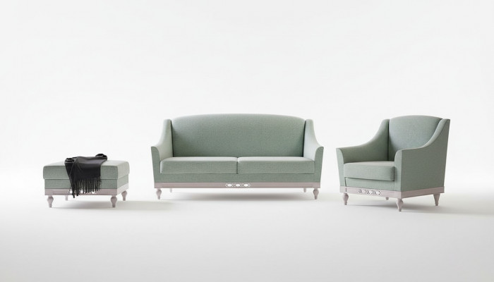 Sofa-Garnitur 3+1+1 Sëtzer Sofas Canapé Polster Garnitur Modern Couchen Stëff