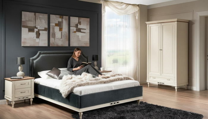 Bett Polster Design Luxus Hotel Better Ehe 140/160cm Schlof Zëmmer Duebel Textil