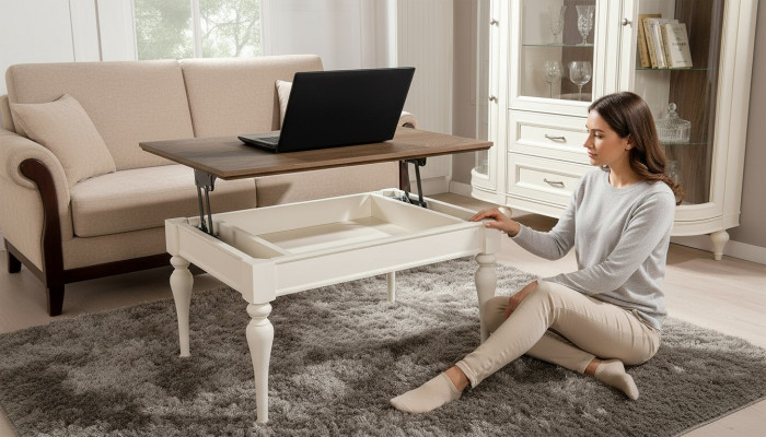 Multifunktion Couch Canapé Dësch Holz Kaffis Beistell Dëscher Design Wunnzëmmer Nei